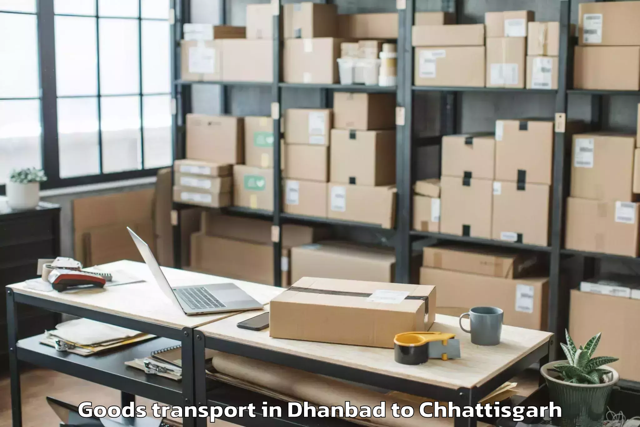 Trusted Dhanbad to Itm University Raipur Raipur Goods Transport